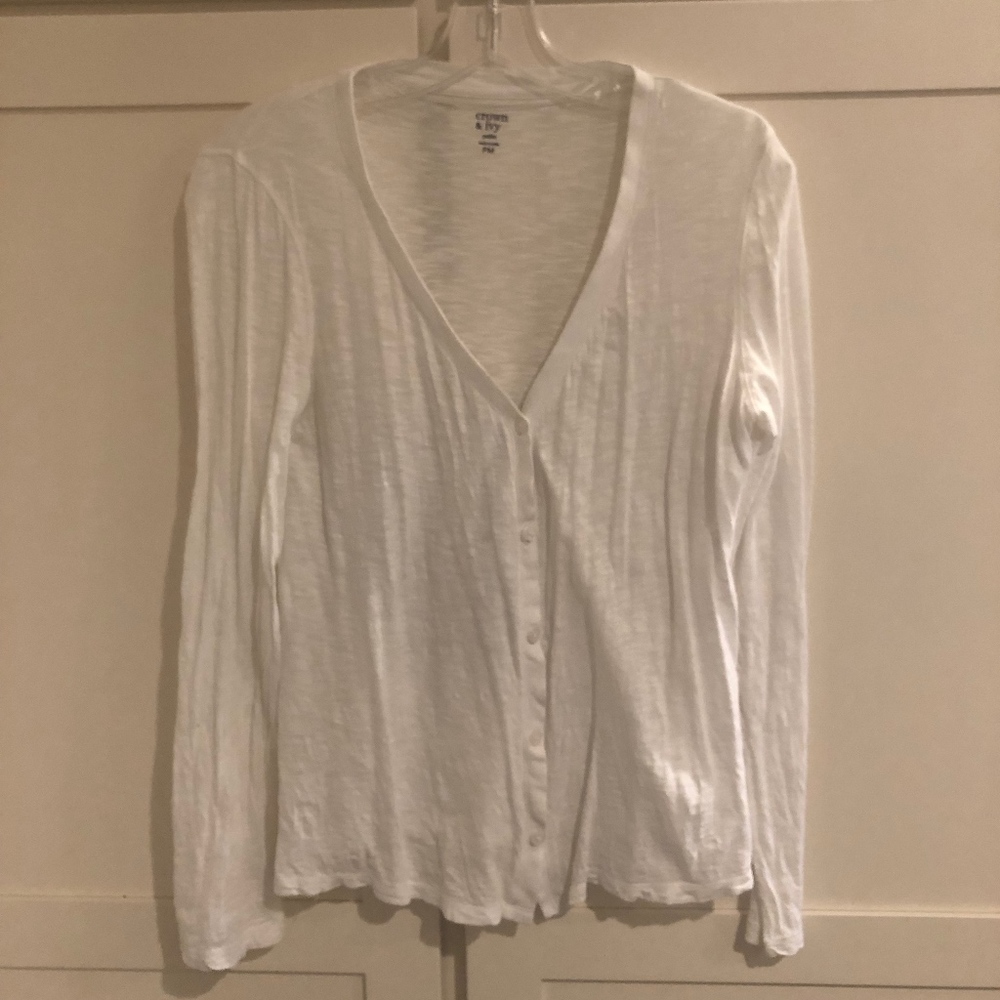 🍋 Crown & Ivy White Button T-shirt Cardigan MP